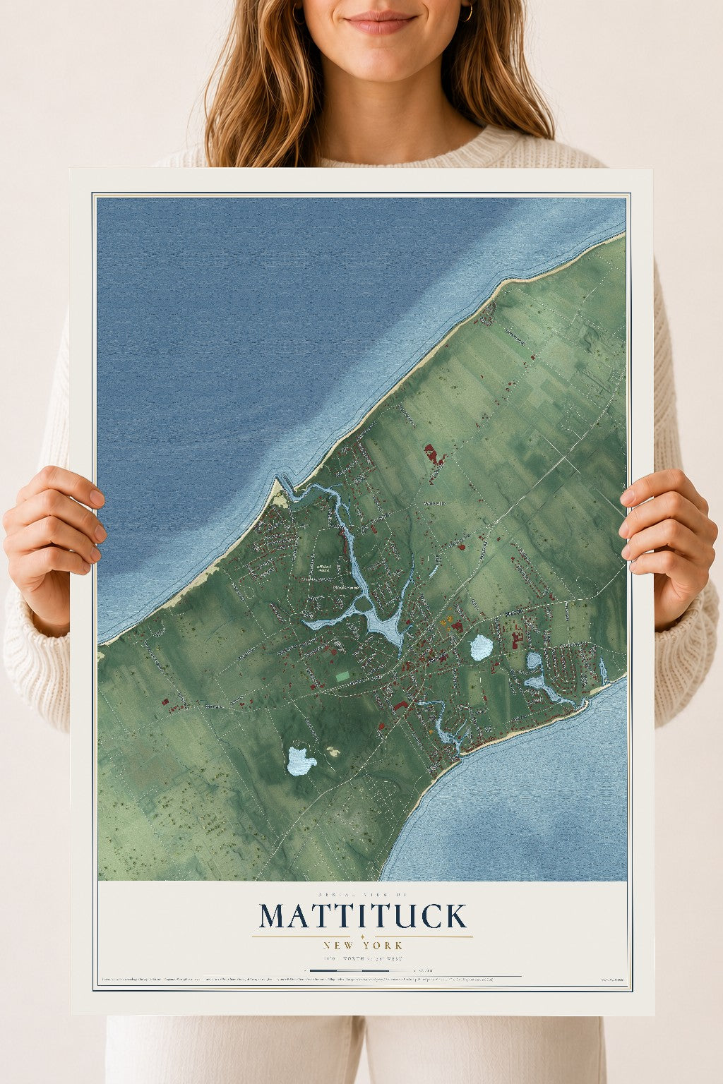 Mattituck, New York map print, 18" x 24" Archival Matte Print mockup