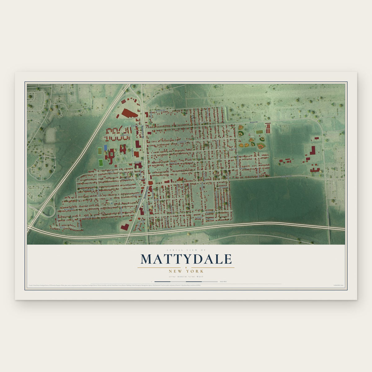 Mattydale, New York map print, the full design