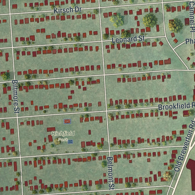 Close-up of the map of Mattydale, New York print showing street and building detail