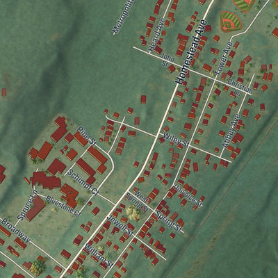 Close-up of the map of Maybrook, New York print showing street and building detail