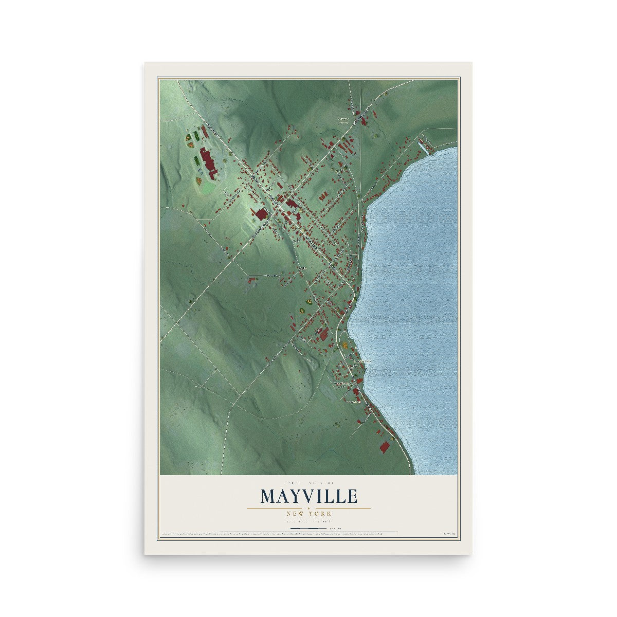 Mayville, New York map print, 12" x 18" Archival Matte Print mockup