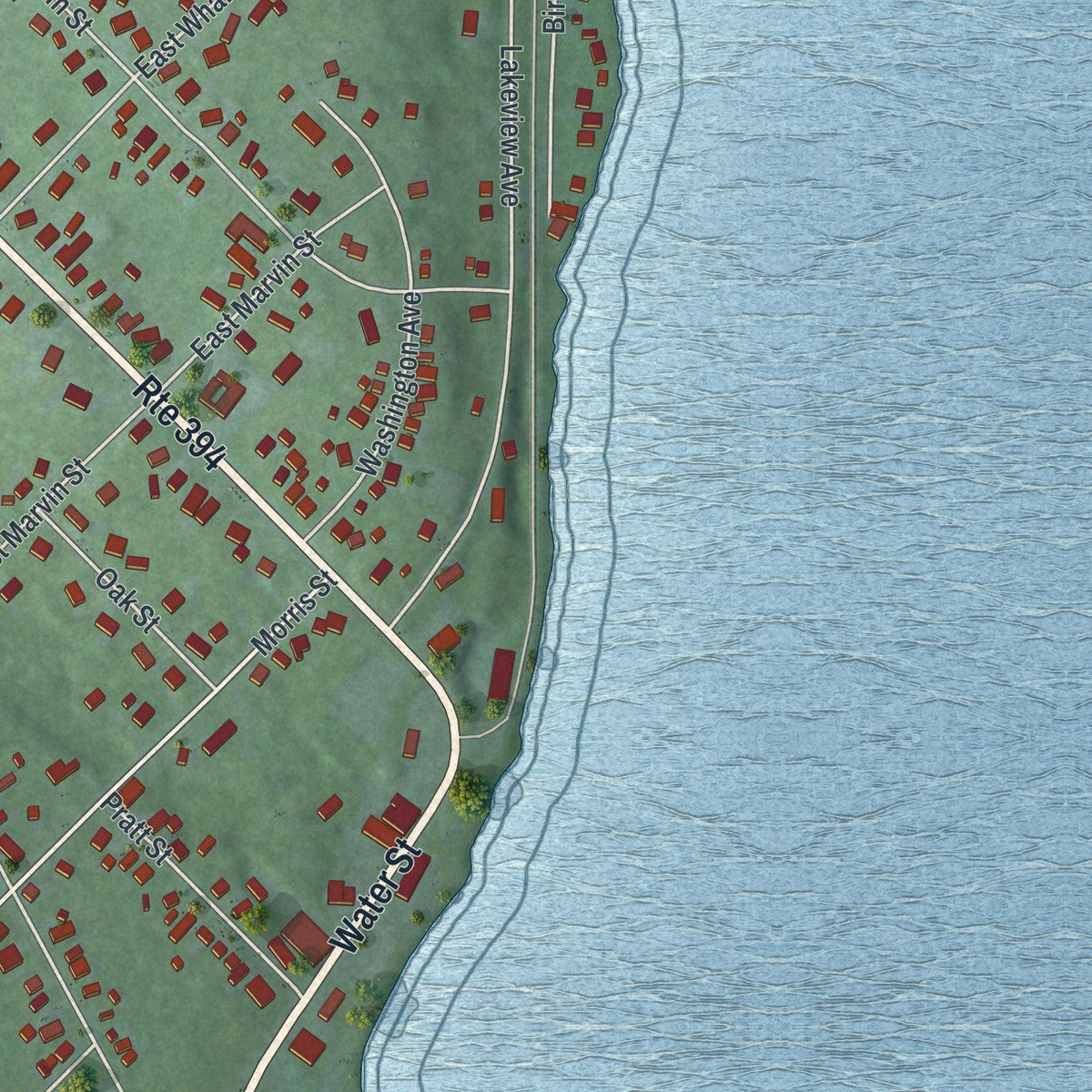 Close-up 1 of the Mayville, New York map artwork