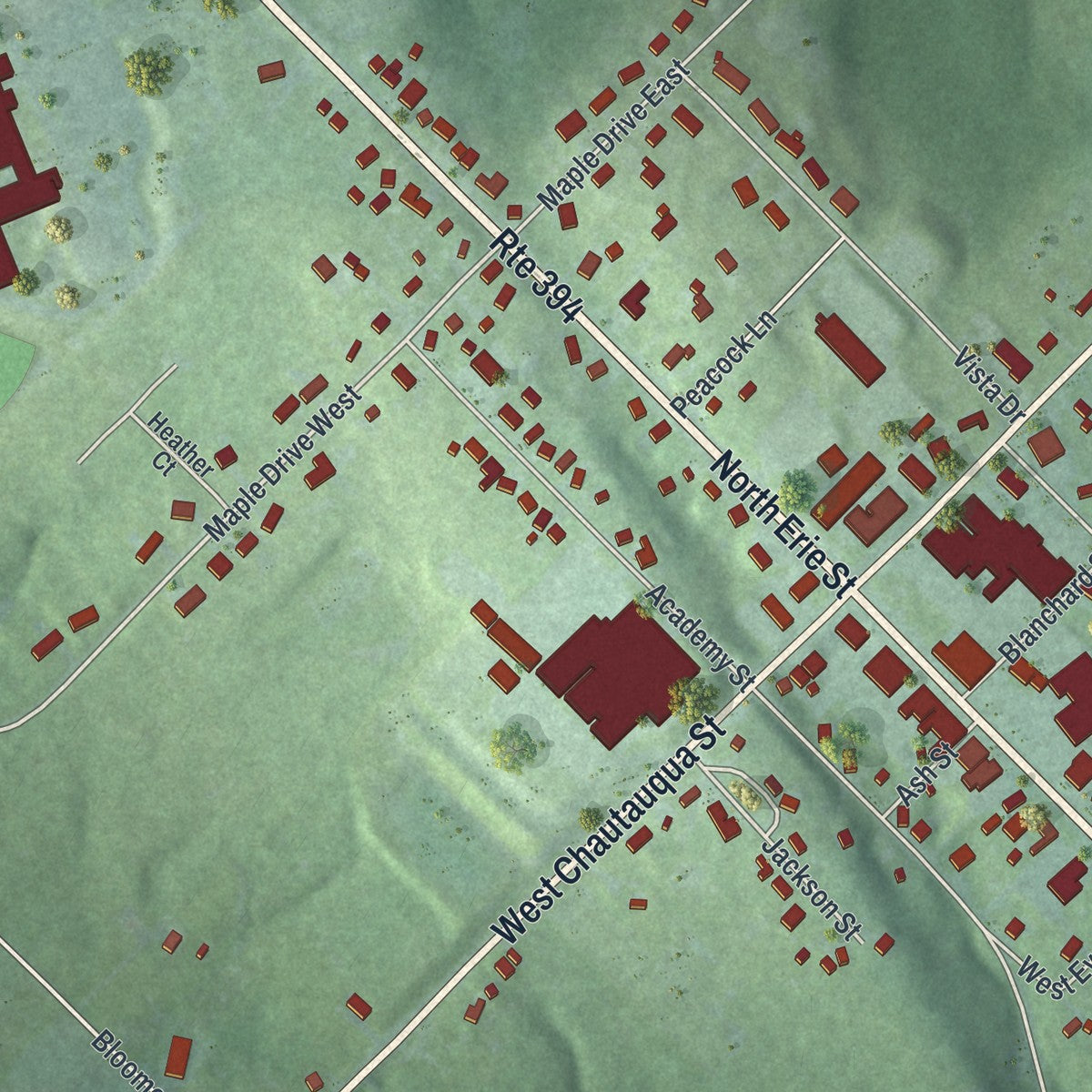 Close-up 2 of the Mayville, New York map artwork