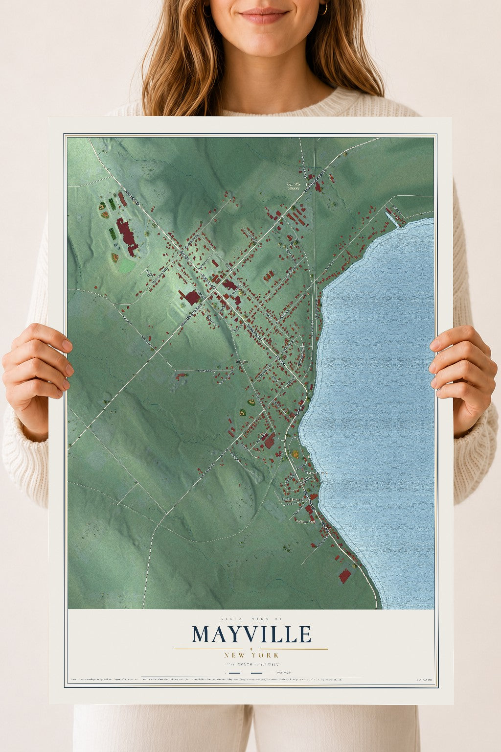 Mayville, New York map print, 18" x 24" Archival Matte Print mockup