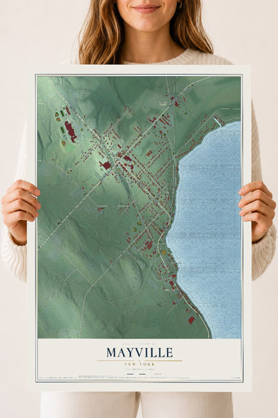 Mayville, New York map print, 18" x 24" Archival Matte Print mockup