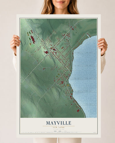 Mayville, New York map print, 24" x 36" Archival Matte Print mockup