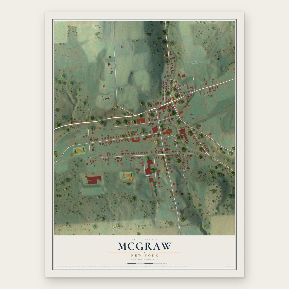 McGraw, New York map print, the full design