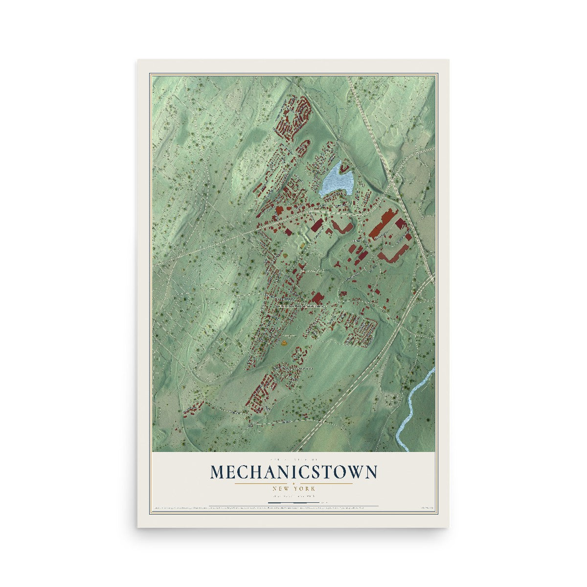 Mechanicstown, New York map print, 12" x 18" Archival Matte Print mockup