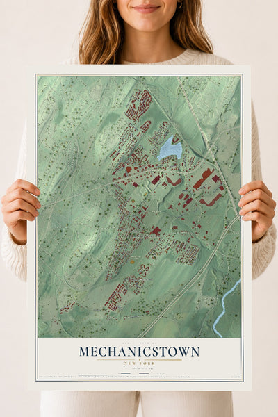 Mechanicstown, New York map print, 18" x 24" Archival Matte Print mockup