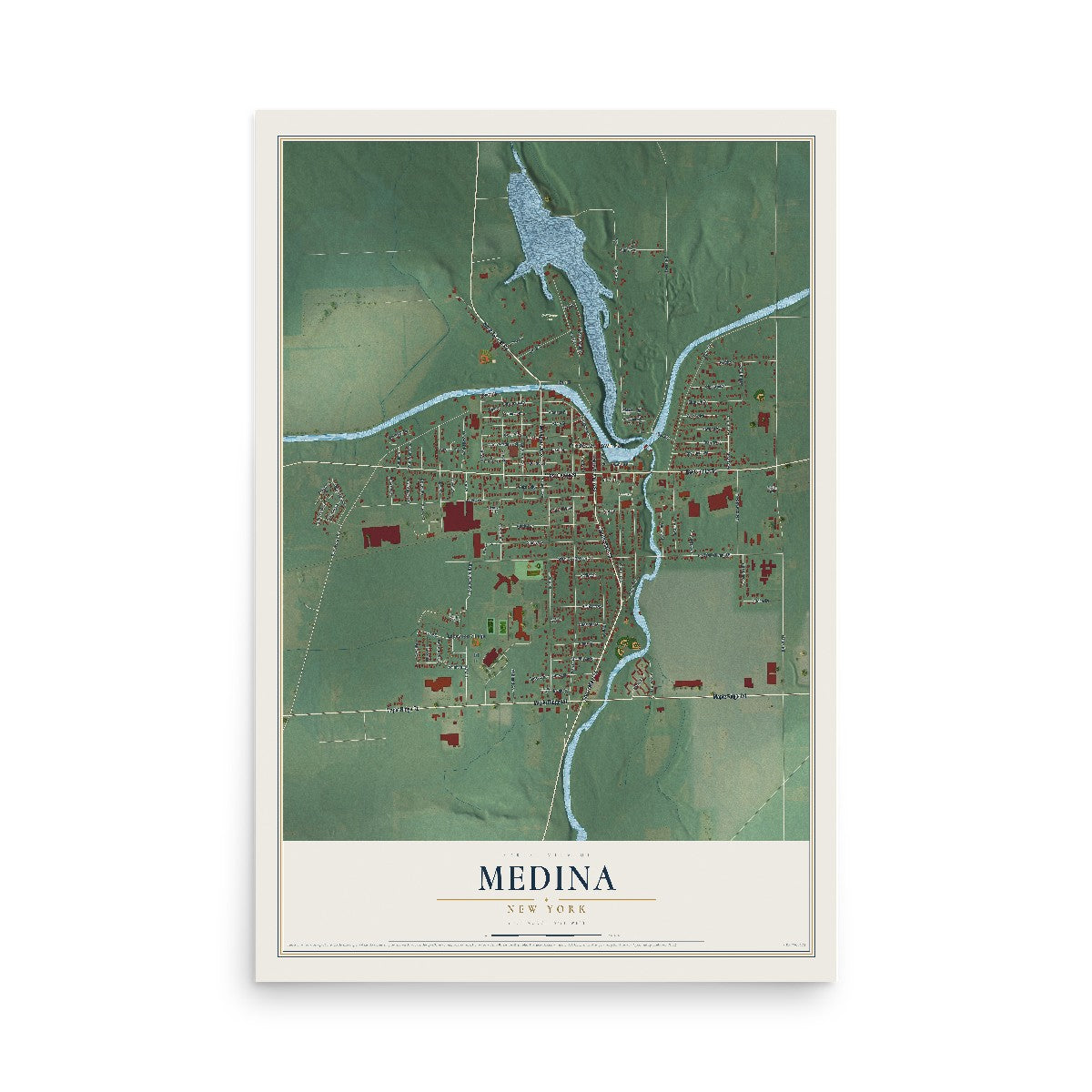 Medina, New York map print, 12" x 18" Archival Matte Print mockup