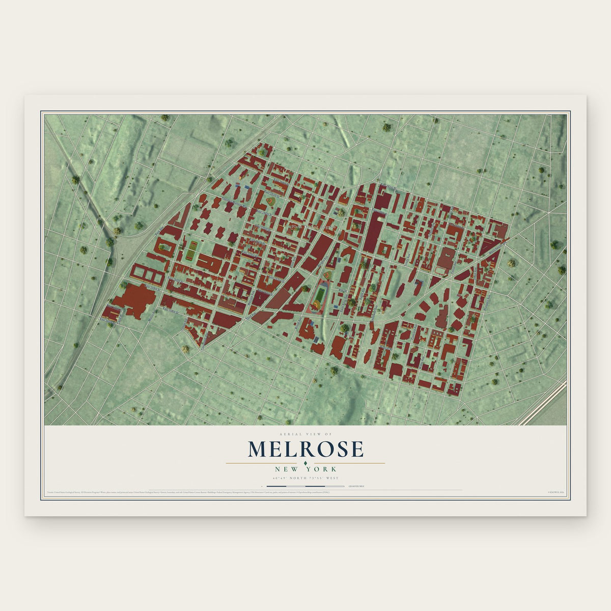 Melrose, New York map print, the full design