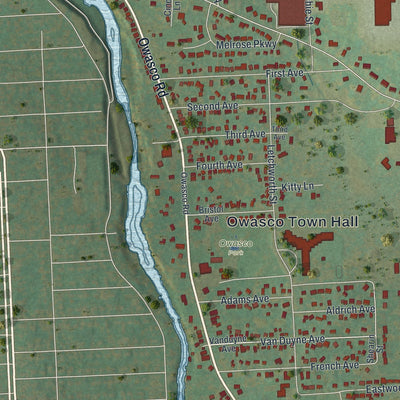 Close-up of the map of Melrose Park, New York print showing street and building detail