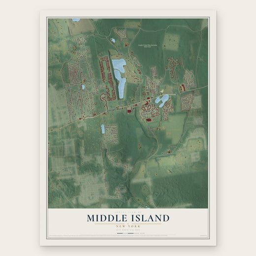 Middle Island, New York map print, the full design