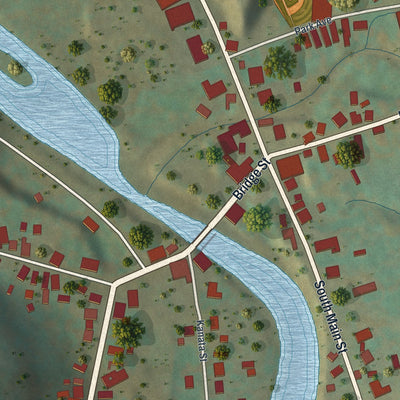 Close-up of the map of Middleville, New York print showing street and building detail