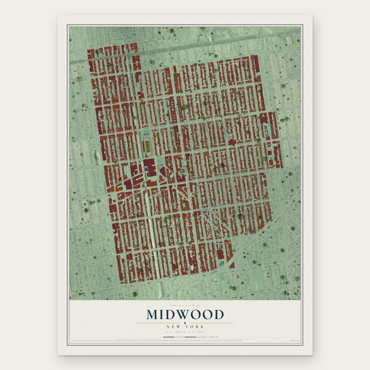 Midwood, New York map print, the full design