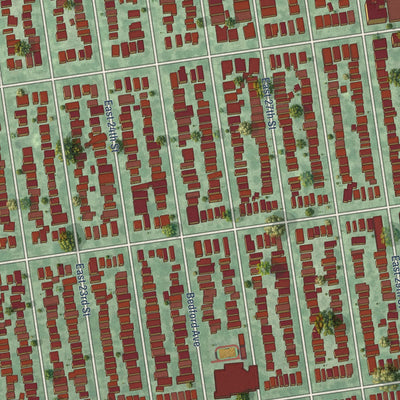 Close-up of the map of Midwood, New York print showing street and building detail