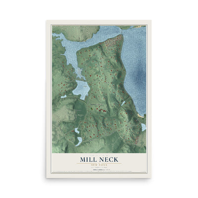 Mill Neck, New York map print, 12" x 18" Archival Matte Print mockup