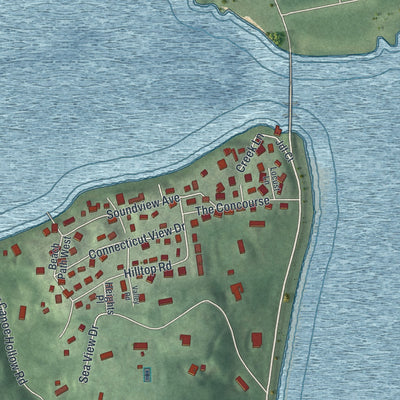 Close-up 1 of the Mill Neck, New York map artwork