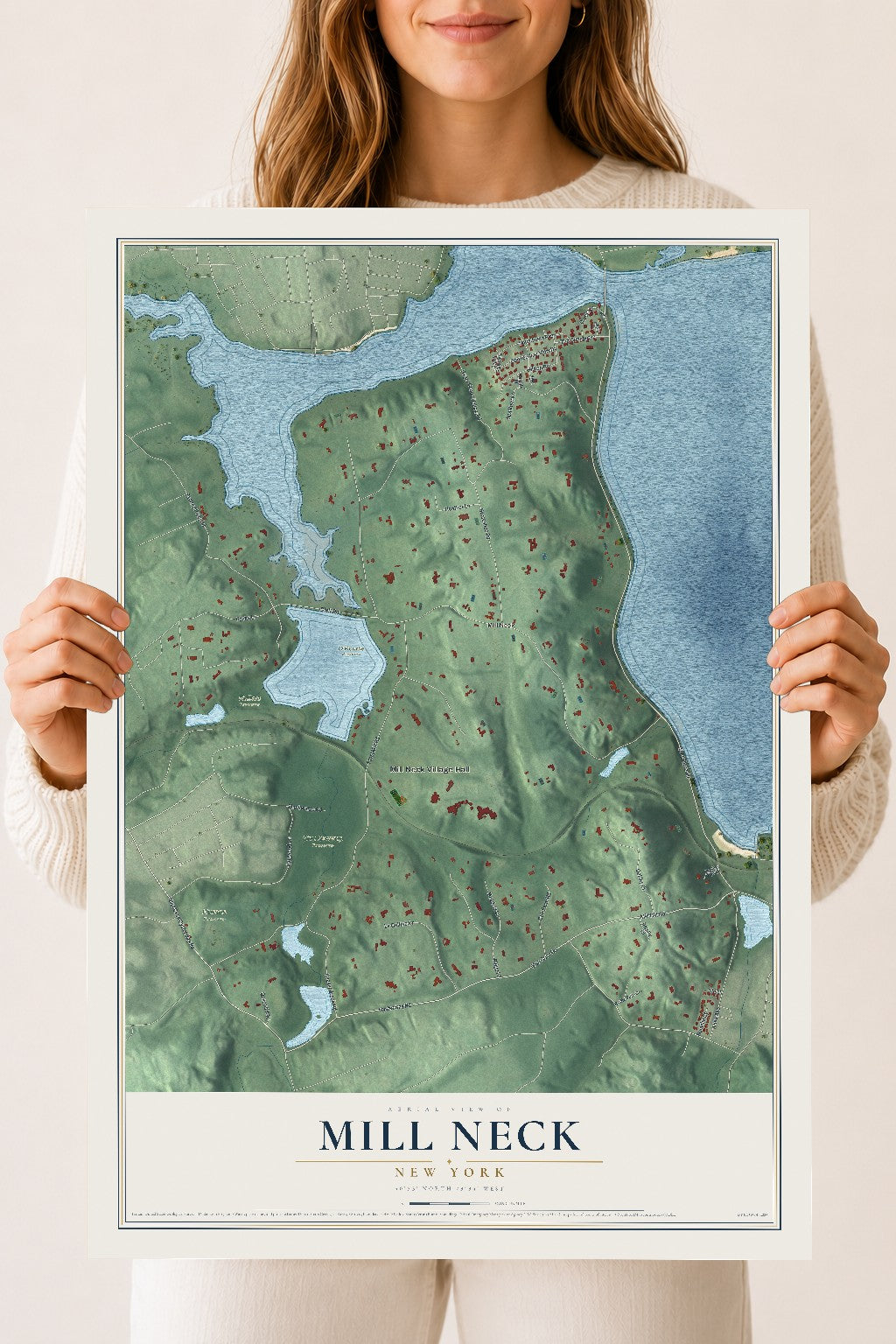 Mill Neck, New York map print, 18" x 24" Archival Matte Print mockup