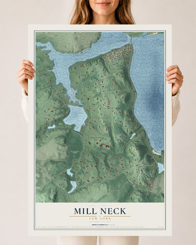Mill Neck, New York map print, 24" x 36" Archival Matte Print mockup