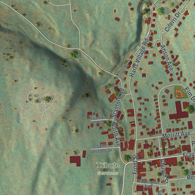 Close-up of the map of Millbrook, New York print showing street and building detail