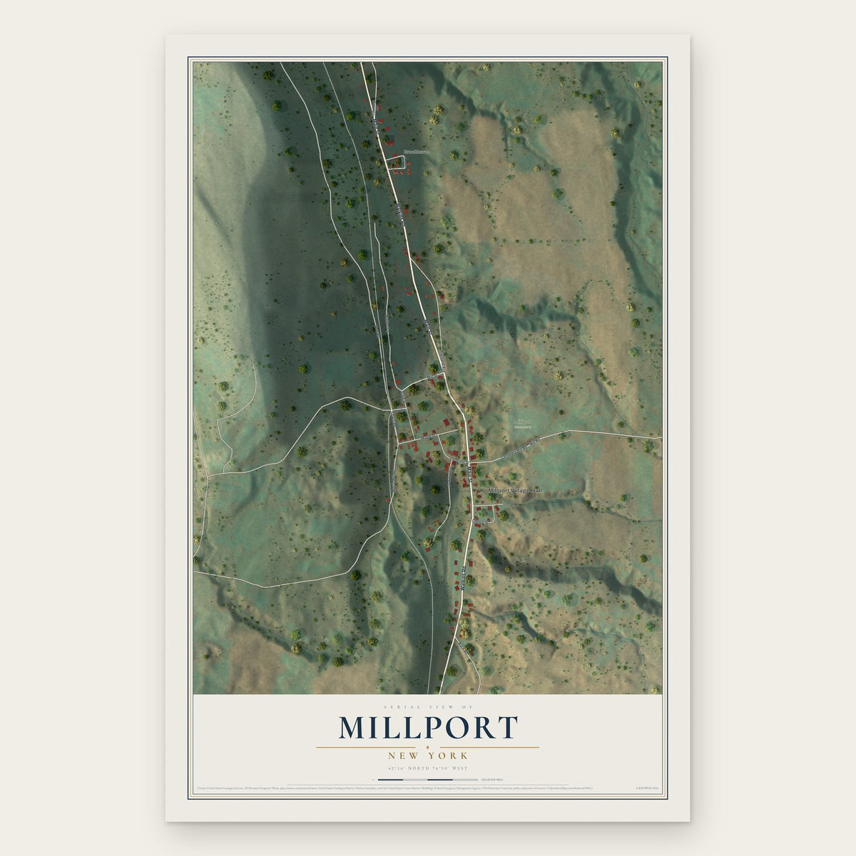 Millport, New York map print, the full design