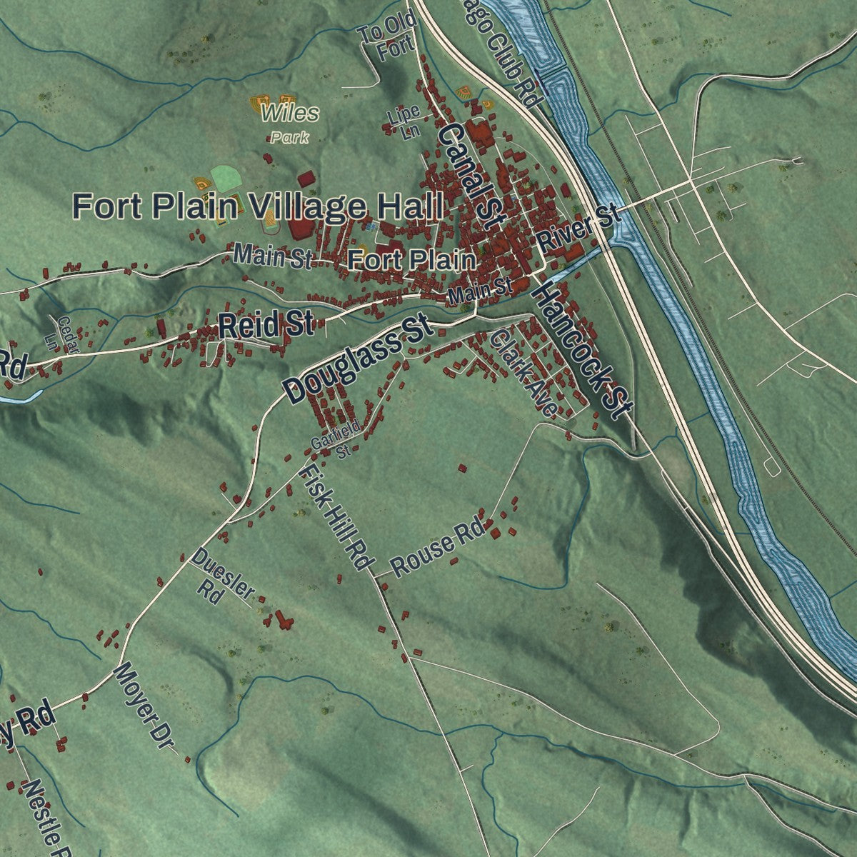 Close-up 1 of the Minden, New York map artwork
