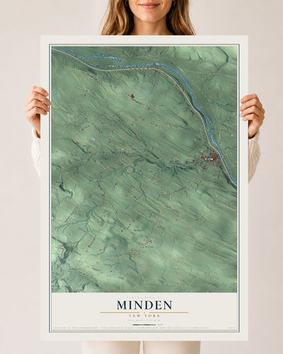 Minden, New York map print, 24" x 36" Archival Matte Print mockup