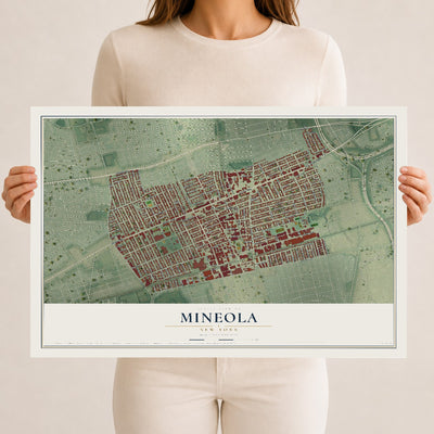 Mineola, New York map print, 12" x 18" Archival Matte Print mockup