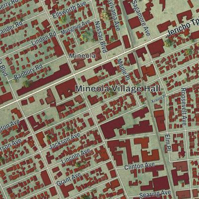 Close-up 1 of the Mineola, New York map artwork