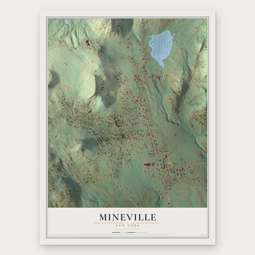 Mineville, New York map print, the full design