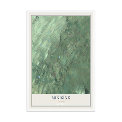 Map of Minisink, New York, 12 x 18 inch print in a white wood frame