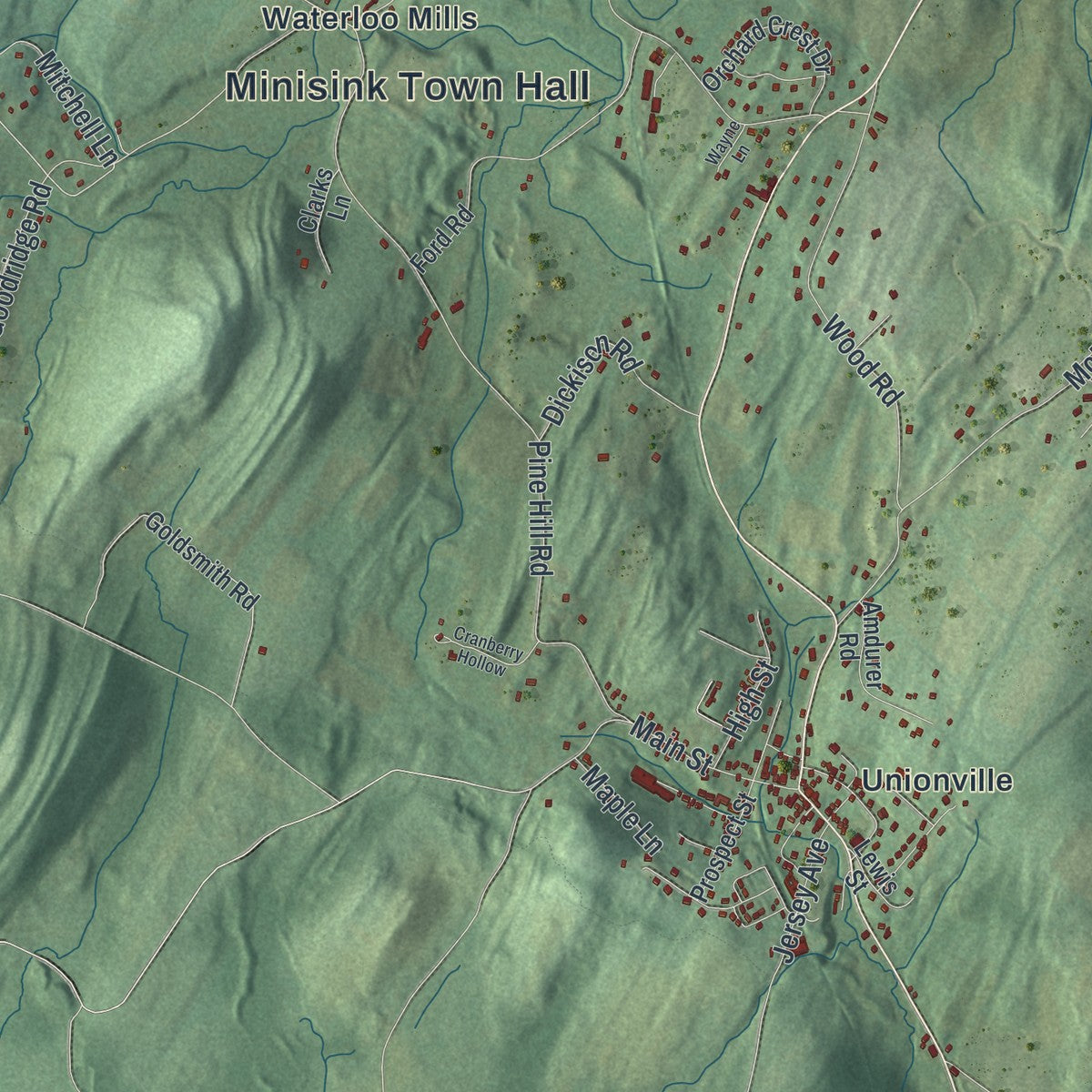 Close-up 1 of the Minisink, New York map artwork