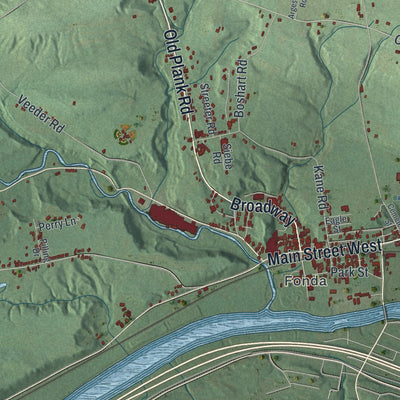 Close-up 1 of the Mohawk, New York map artwork