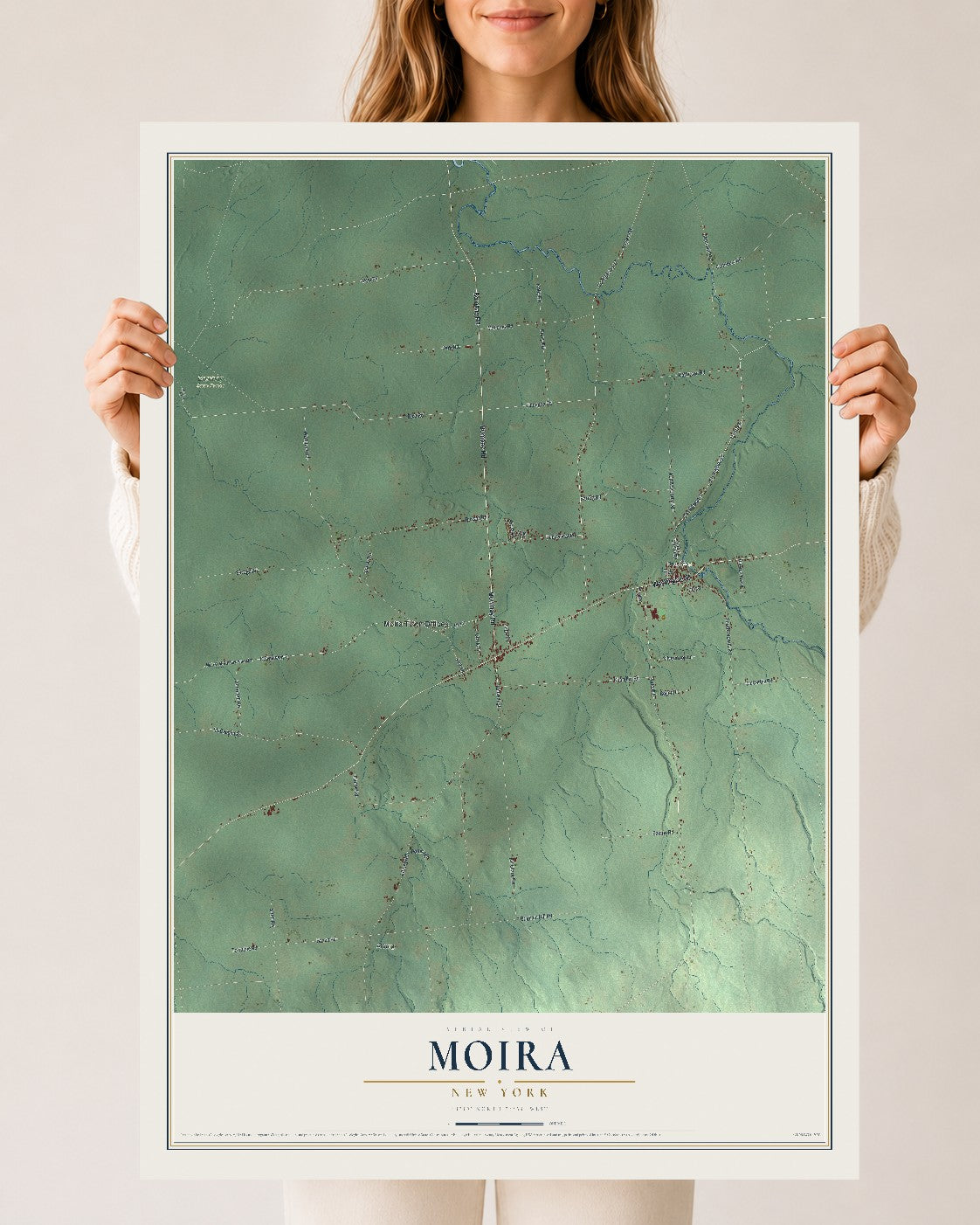 Moira, New York map print, 24" x 36" Archival Matte Print mockup