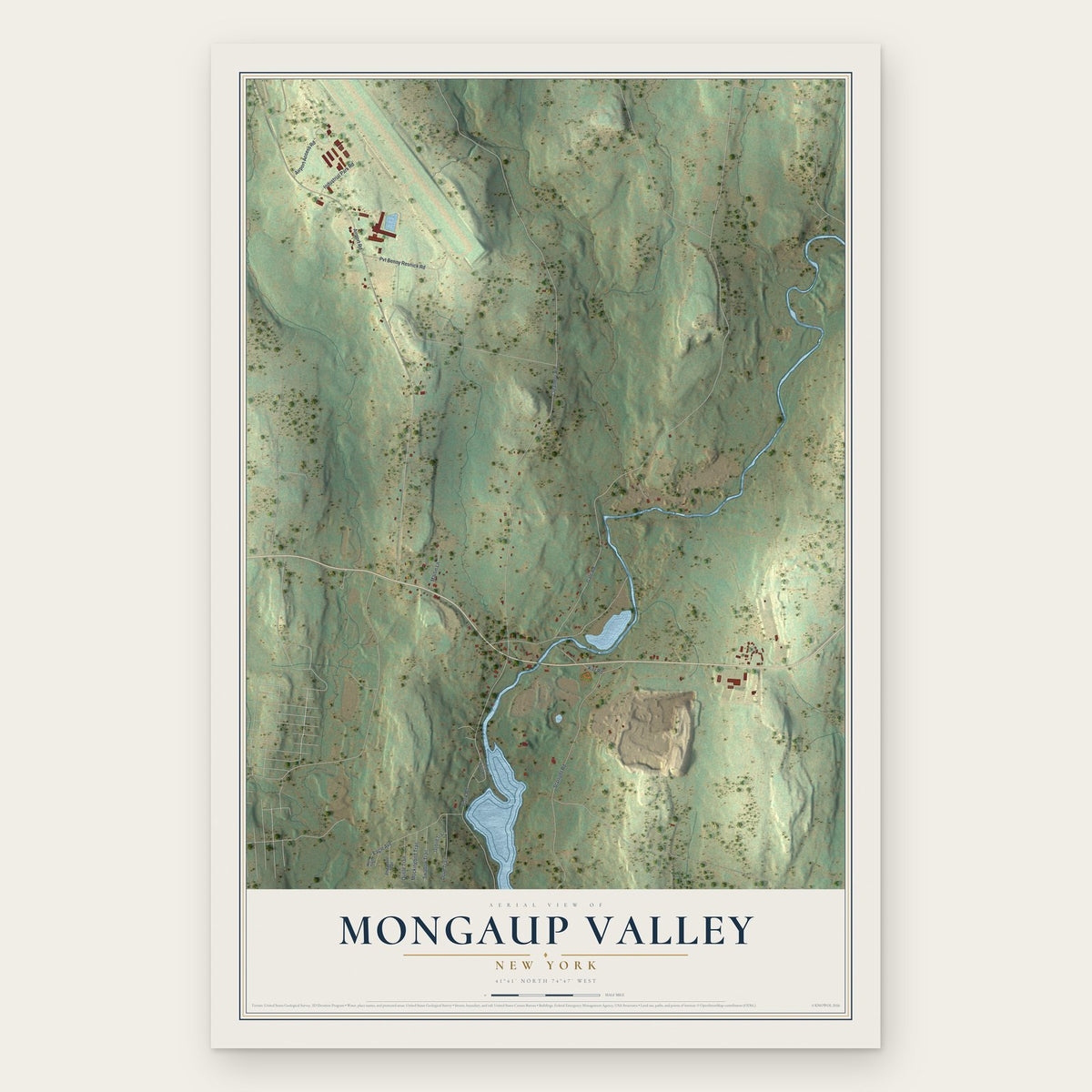 Mongaup Valley, New York map print, the full design