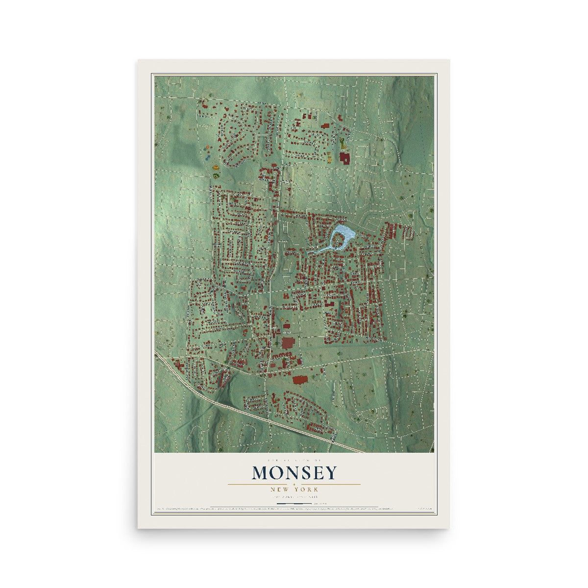 Monsey, New York map print, 12" x 18" Archival Matte Print mockup