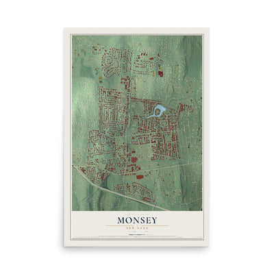 Monsey, New York map print, 12" x 18" Archival Matte Print mockup