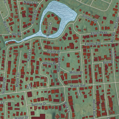 Close-up 1 of the Monsey, New York map artwork