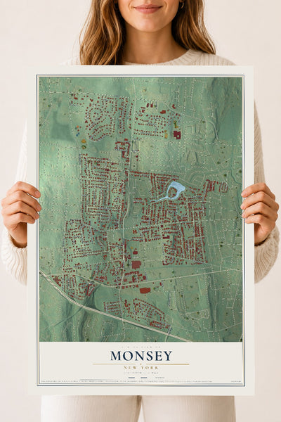 Monsey, New York map print, 18" x 24" Archival Matte Print mockup