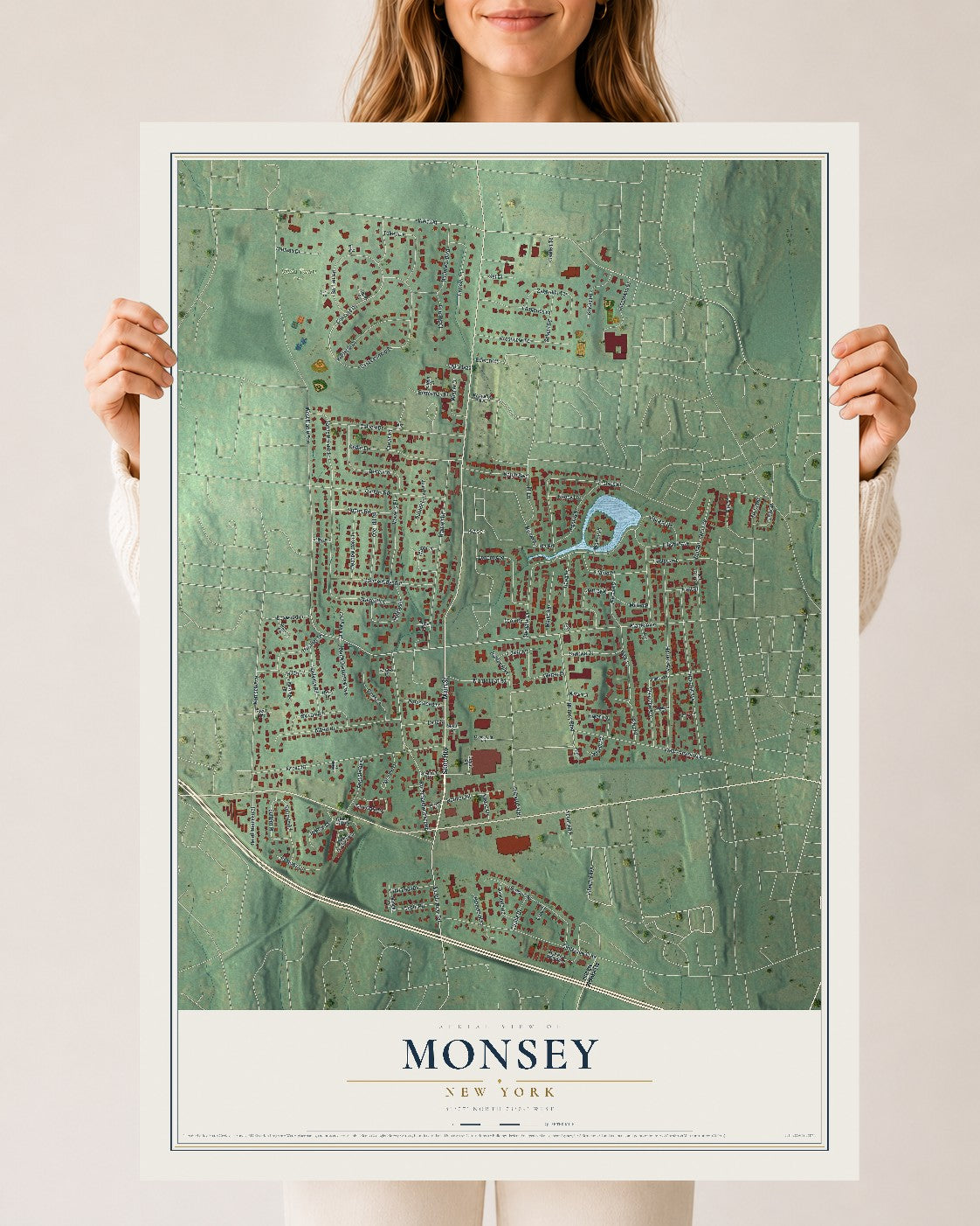 Monsey, New York map print, 24" x 36" Archival Matte Print mockup