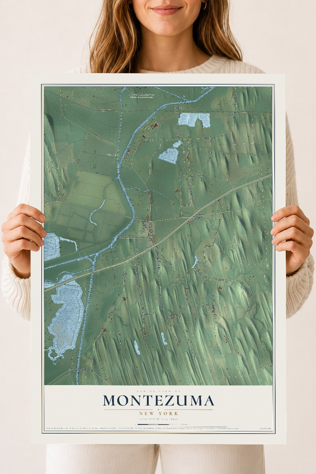 Montezuma, New York map print, 18" x 24" Archival Matte Print mockup