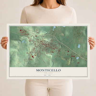 Monticello, New York map print, 12" x 18" Archival Matte Print mockup