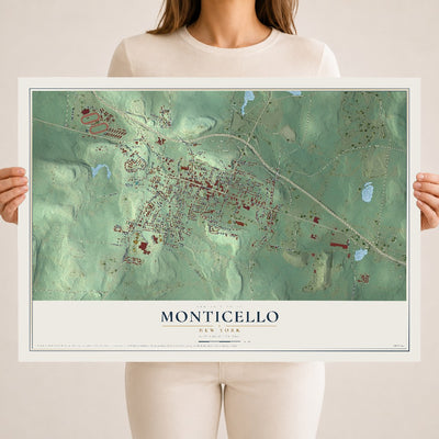 Monticello, New York map print, 18" x 24" Archival Matte Print mockup