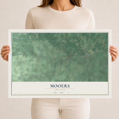Mooers, New York map print, 12" x 18" Archival Matte Print mockup