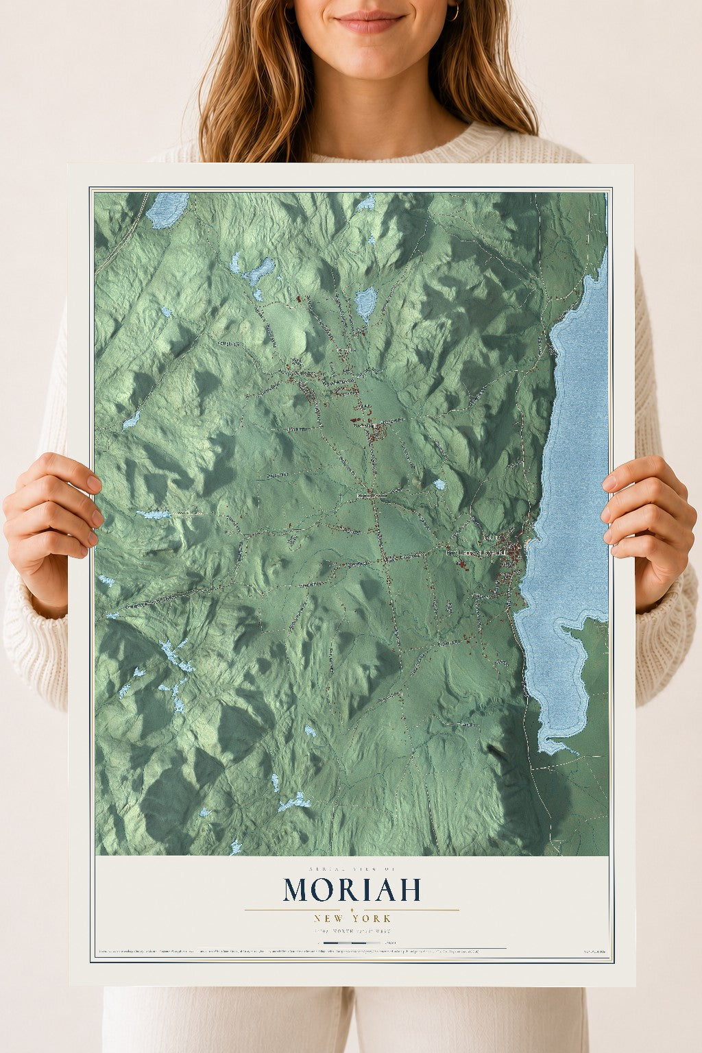 Moriah, New York map print, 18" x 24" Archival Matte Print mockup