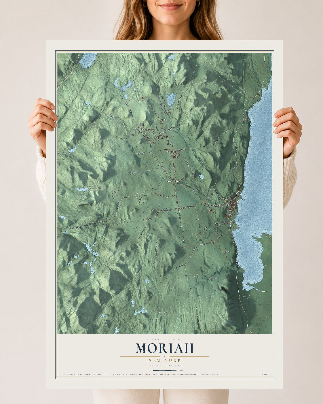 Moriah, New York map print, 24" x 36" Archival Matte Print mockup
