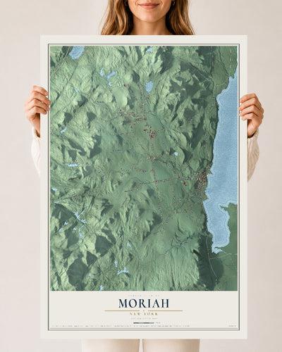 Moriah, New York map print, 24" x 36" Archival Matte Print mockup