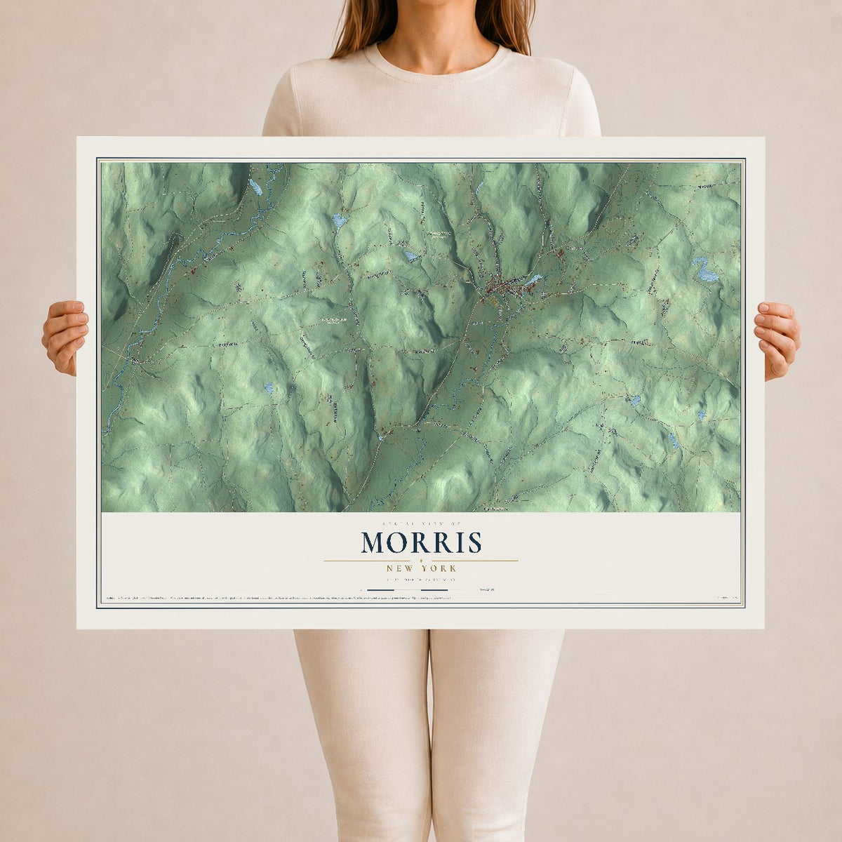 Morris, New York map print, 24" x 36" Archival Matte Print mockup