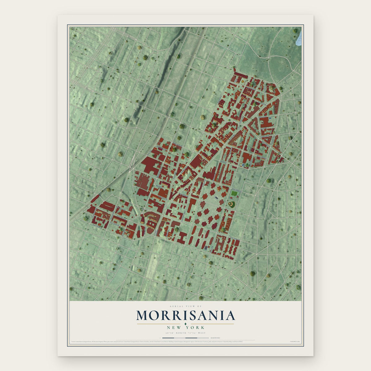Morrisania, New York map print, the full design